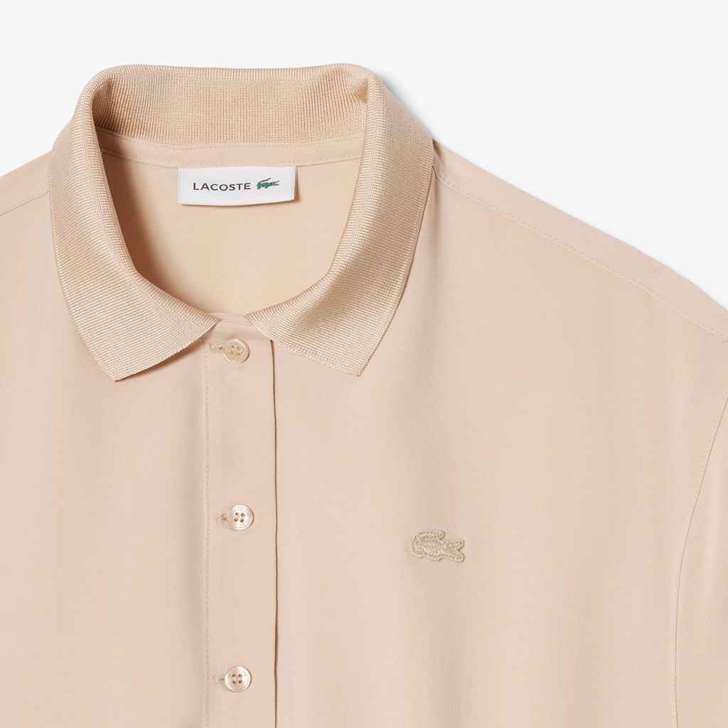 Đầm Polo Lacoste Nữ Dáng Chữ A Chất Liệu Pha Len Xếp Ly