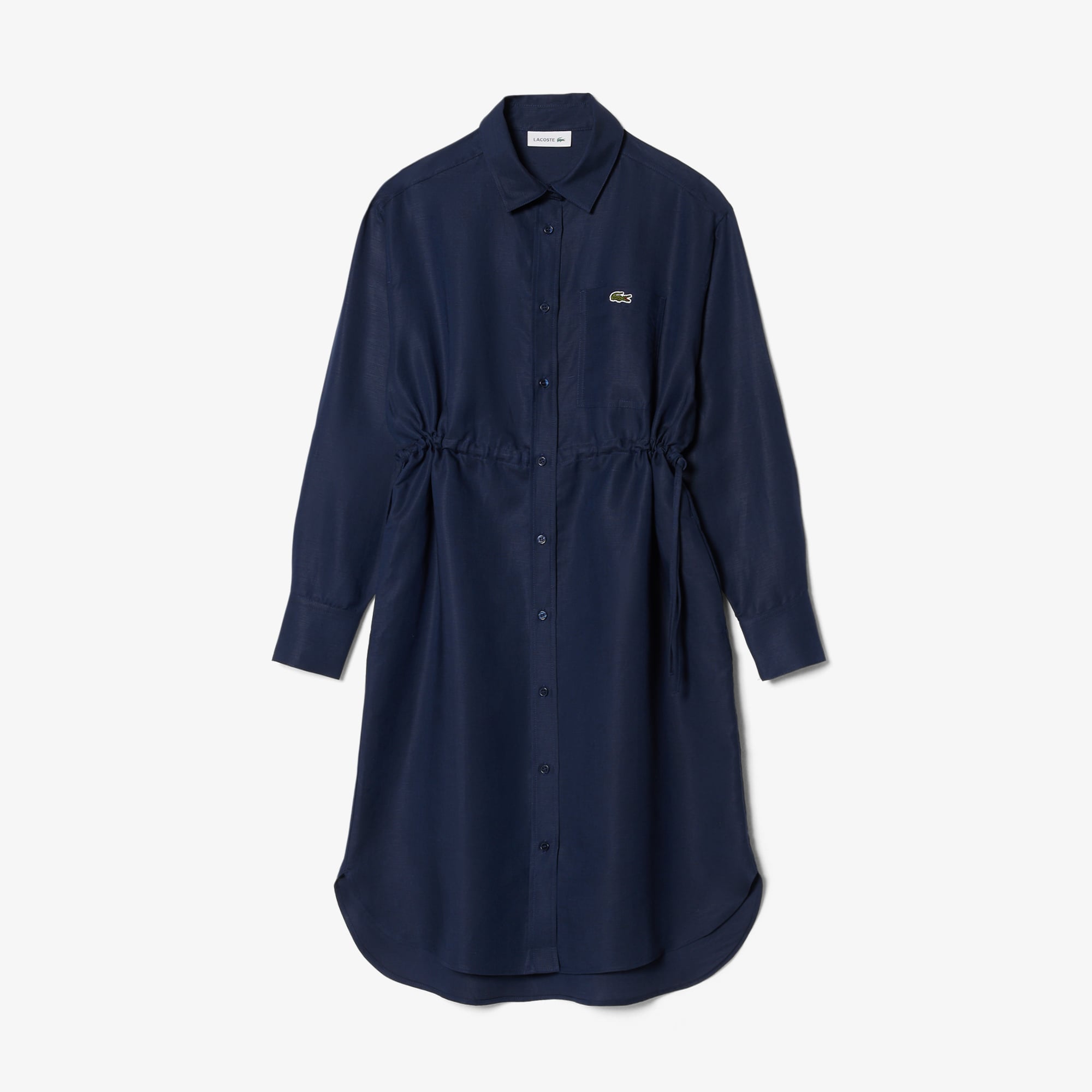 Đầm Sơ Mi Lacoste Nữ Dáng Oversize Chất Liệu Pha Linen