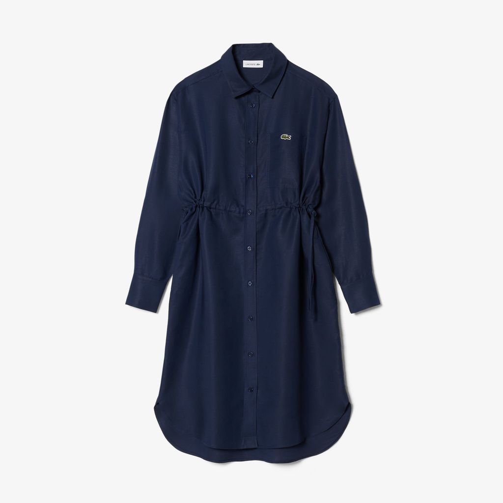 Đầm Sơ Mi Lacoste Nữ Dáng Oversize Chất Liệu Pha Linen