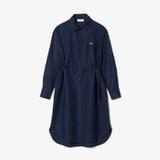 Đầm Sơ Mi Lacoste Nữ Dáng Oversize Chất Liệu Pha Linen