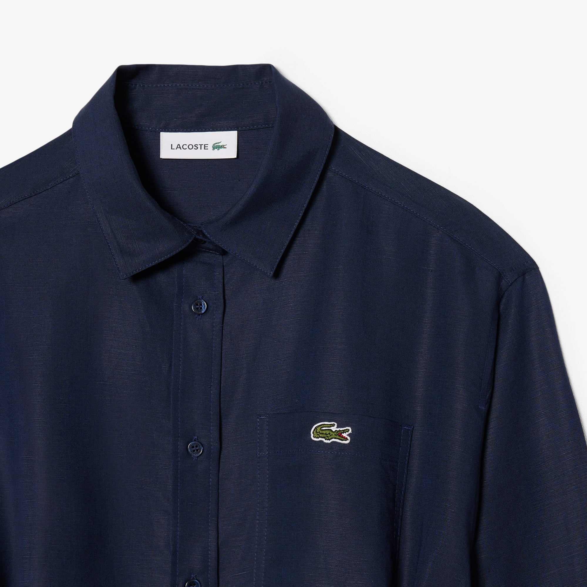 Đầm Sơ Mi Lacoste Nữ Dáng Oversize Chất Liệu Pha Linen