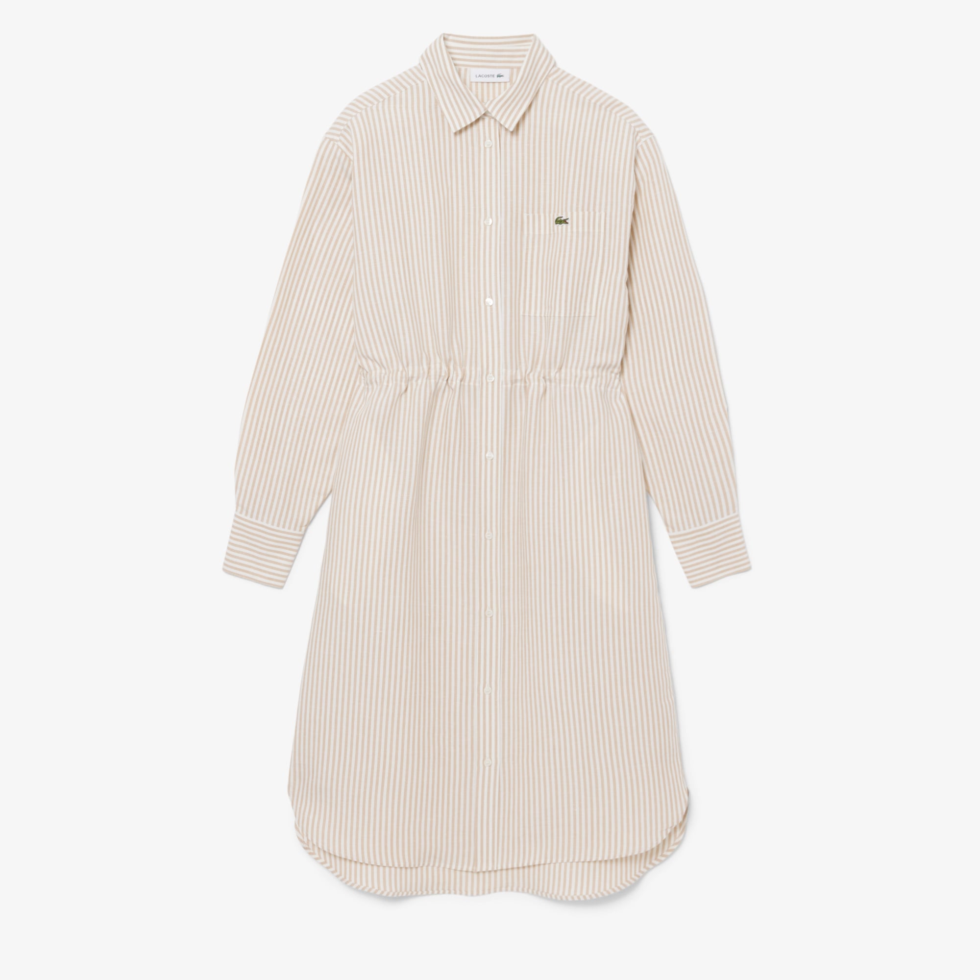 Đầm Sơ Mi Lacoste Nữ Dáng Oversize Chất Liệu Pha Linen