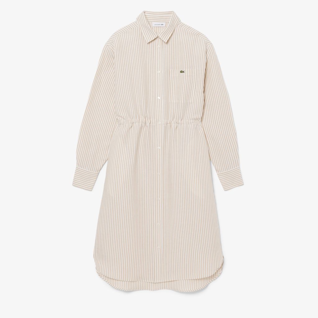 Đầm Sơ Mi Lacoste Nữ Dáng Oversize Chất Liệu Pha Linen