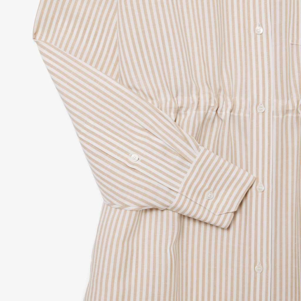 Đầm Sơ Mi Lacoste Nữ Dáng Oversize Chất Liệu Pha Linen
