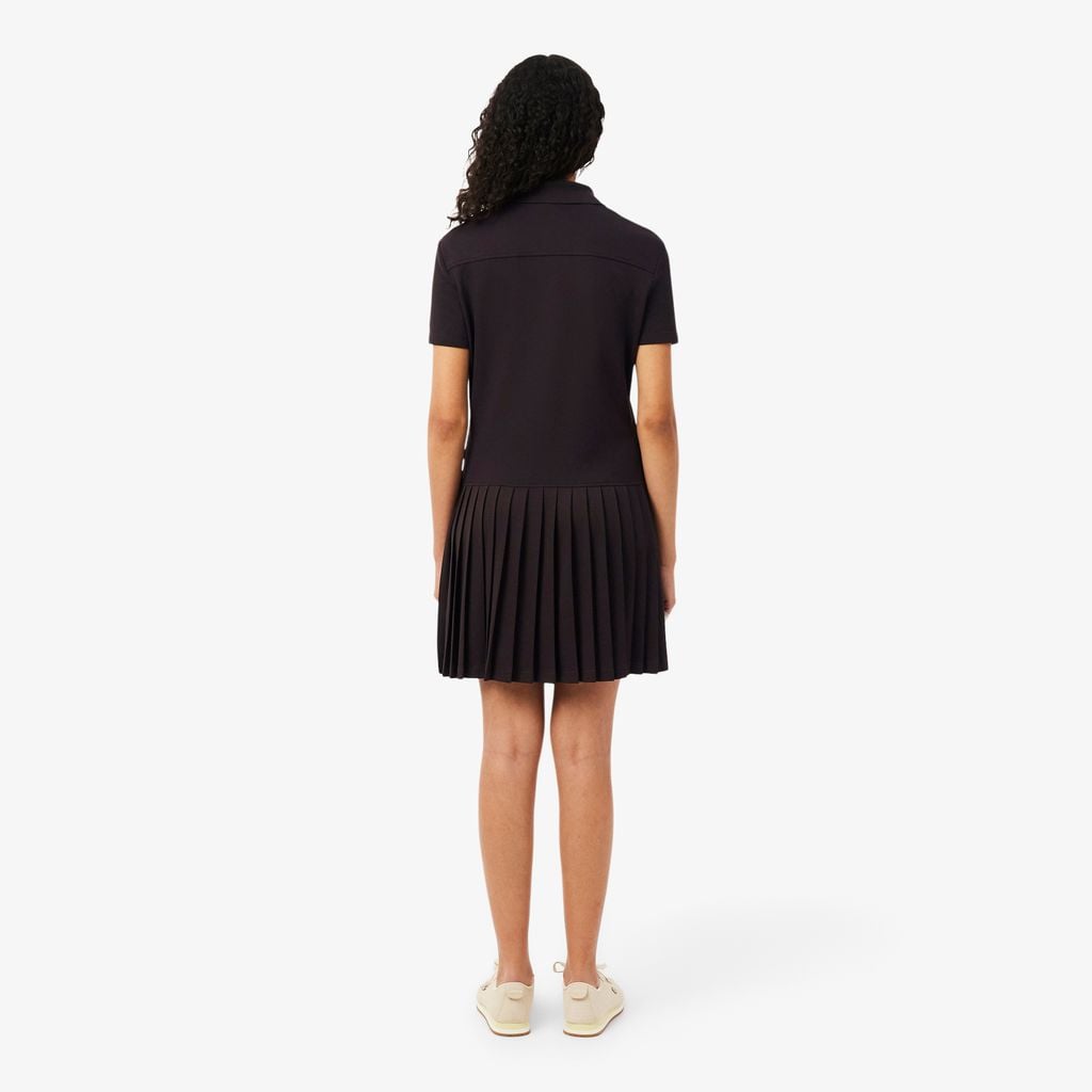 Đầm Polo Lacoste Nữ Dáng Suông Chất Liệu Piqué Co Giãn Xếp Ly