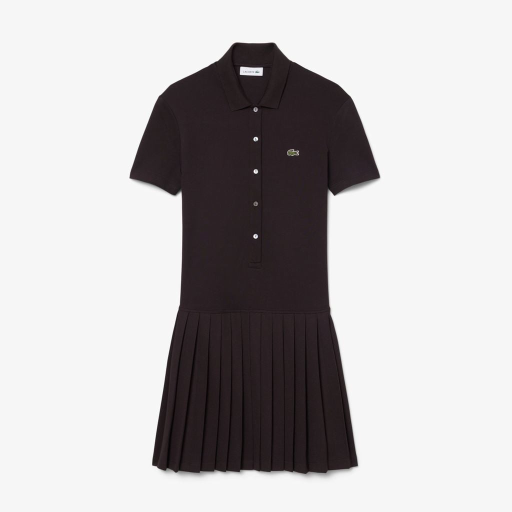 Đầm Polo Lacoste Nữ Dáng Suông Chất Liệu Piqué Co Giãn Xếp Ly