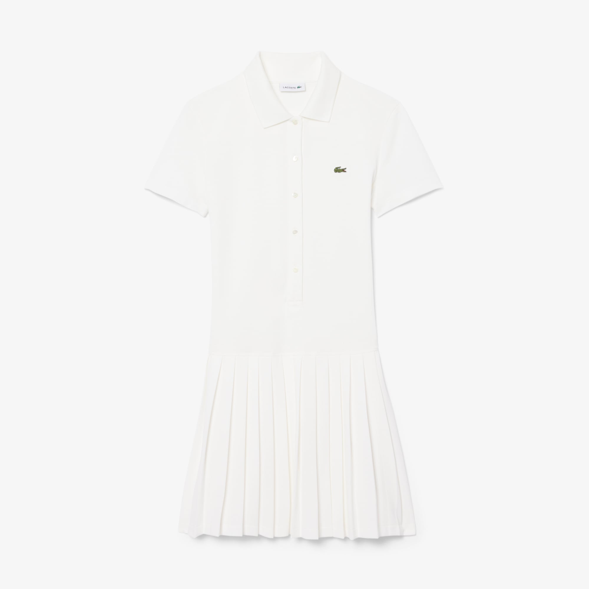 Đầm Polo Lacoste Nữ Dáng Suông Chất Liệu Piqué Co Giãn Xếp Ly