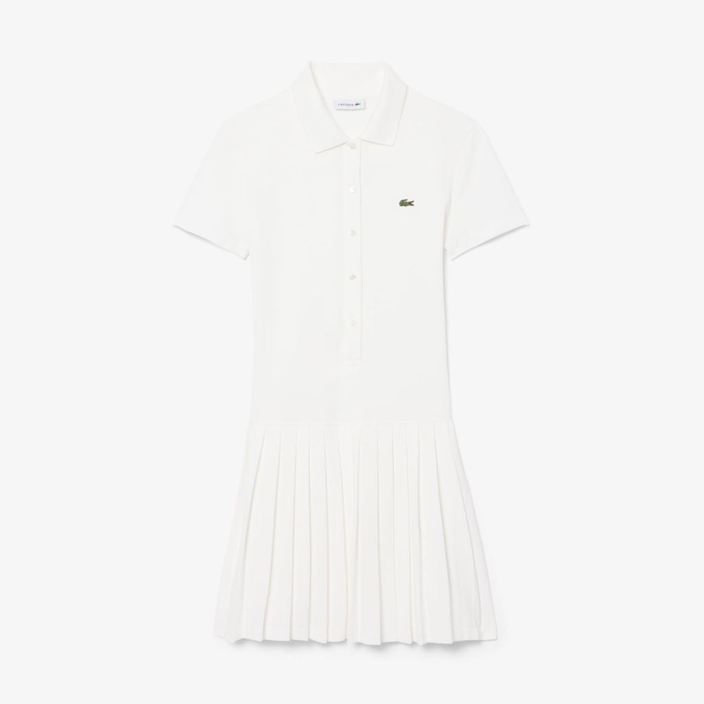 Đầm Polo Lacoste Nữ Dáng Suông Chất Liệu Piqué Co Giãn Xếp Ly