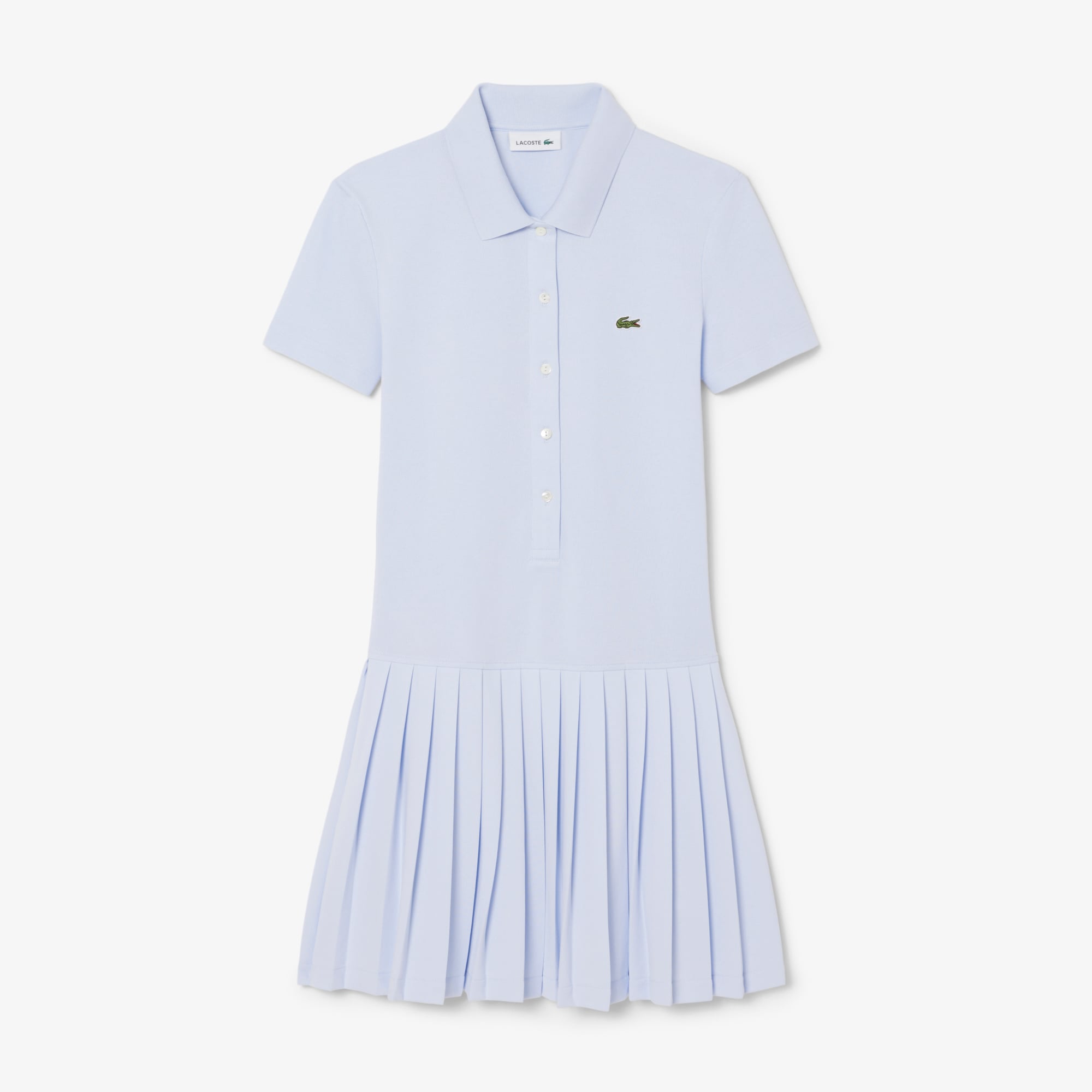 Đầm Polo Lacoste Nữ Dáng Suông Chất Liệu Piqué Co Giãn Xếp Ly