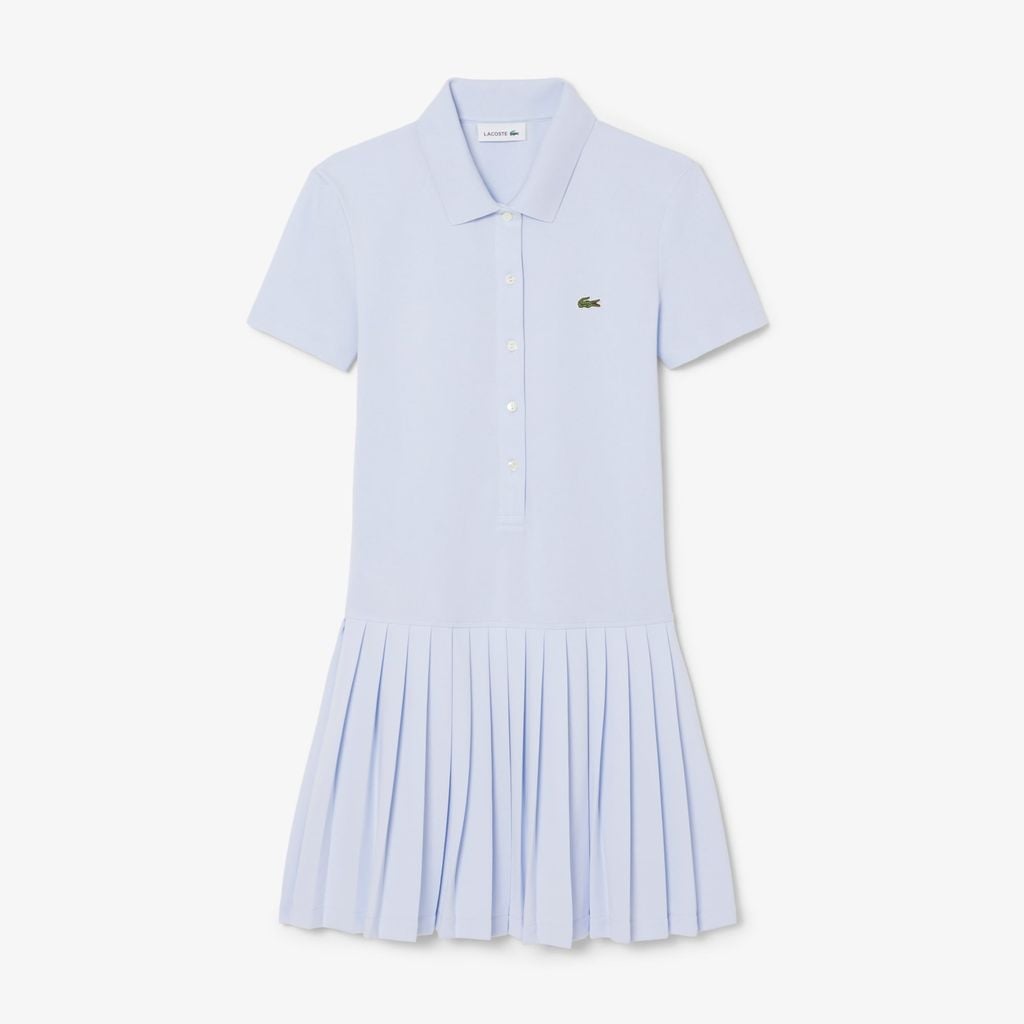 Đầm Polo Lacoste Nữ Dáng Suông Chất Liệu Piqué Co Giãn Xếp Ly