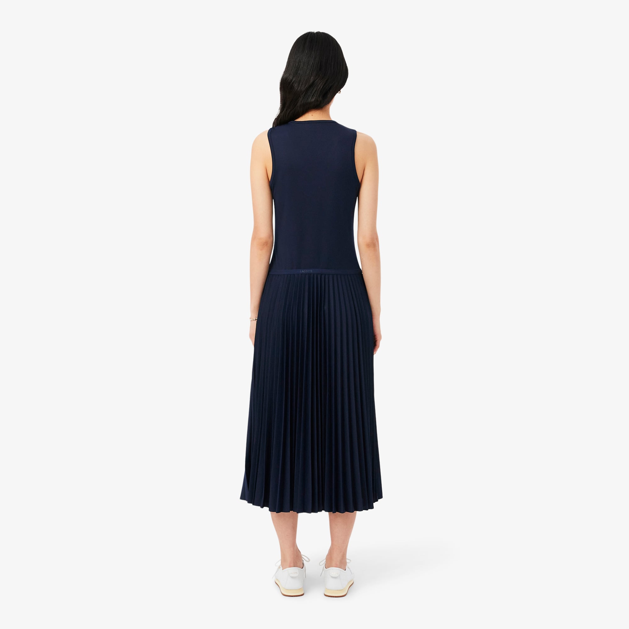 Đầm Dài Lacoste Nữ Dáng Suông Xếp Ly Không Tay