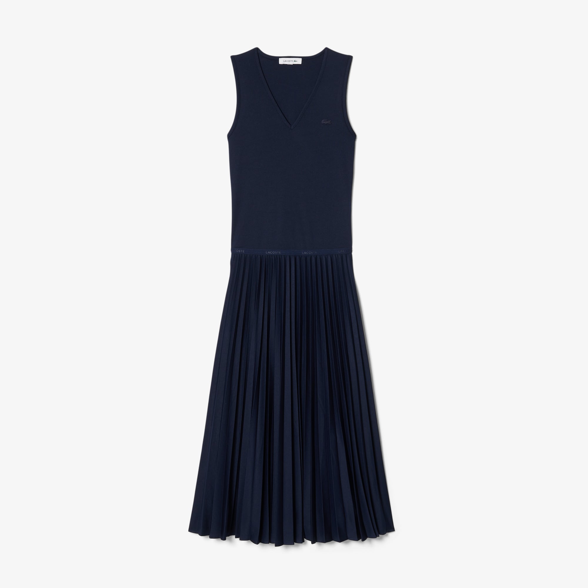 Đầm Dài Lacoste Nữ Dáng Suông Xếp Ly Không Tay