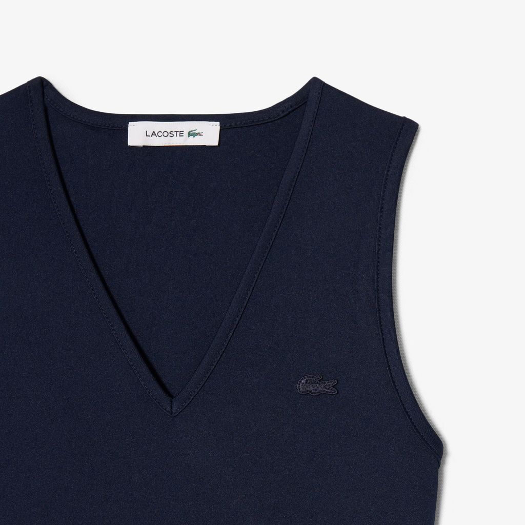 Đầm Dài Lacoste Nữ Dáng Suông Xếp Ly Không Tay