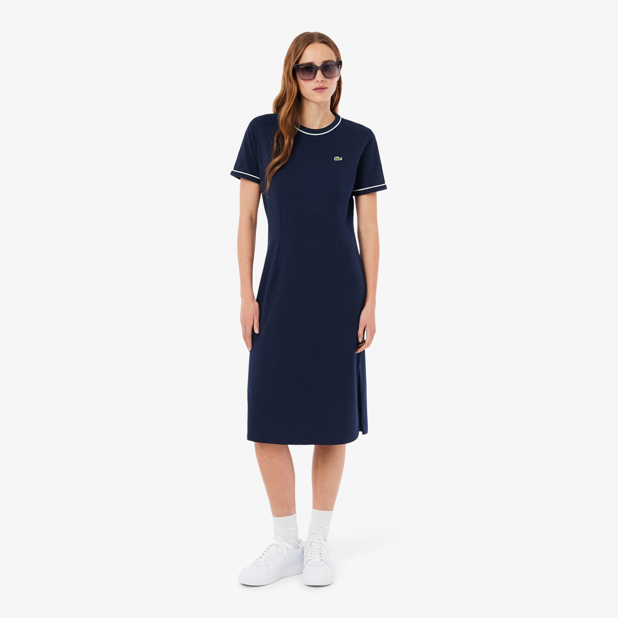 Đầm Lacoste Nữ Dáng Chữ A Chất Liệu Jersey Điểm Nhấn Viền Trang Trí