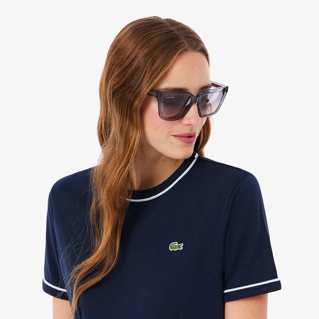 Đầm Lacoste Nữ Dáng Chữ A Chất Liệu Jersey Điểm Nhấn Viền Trang Trí