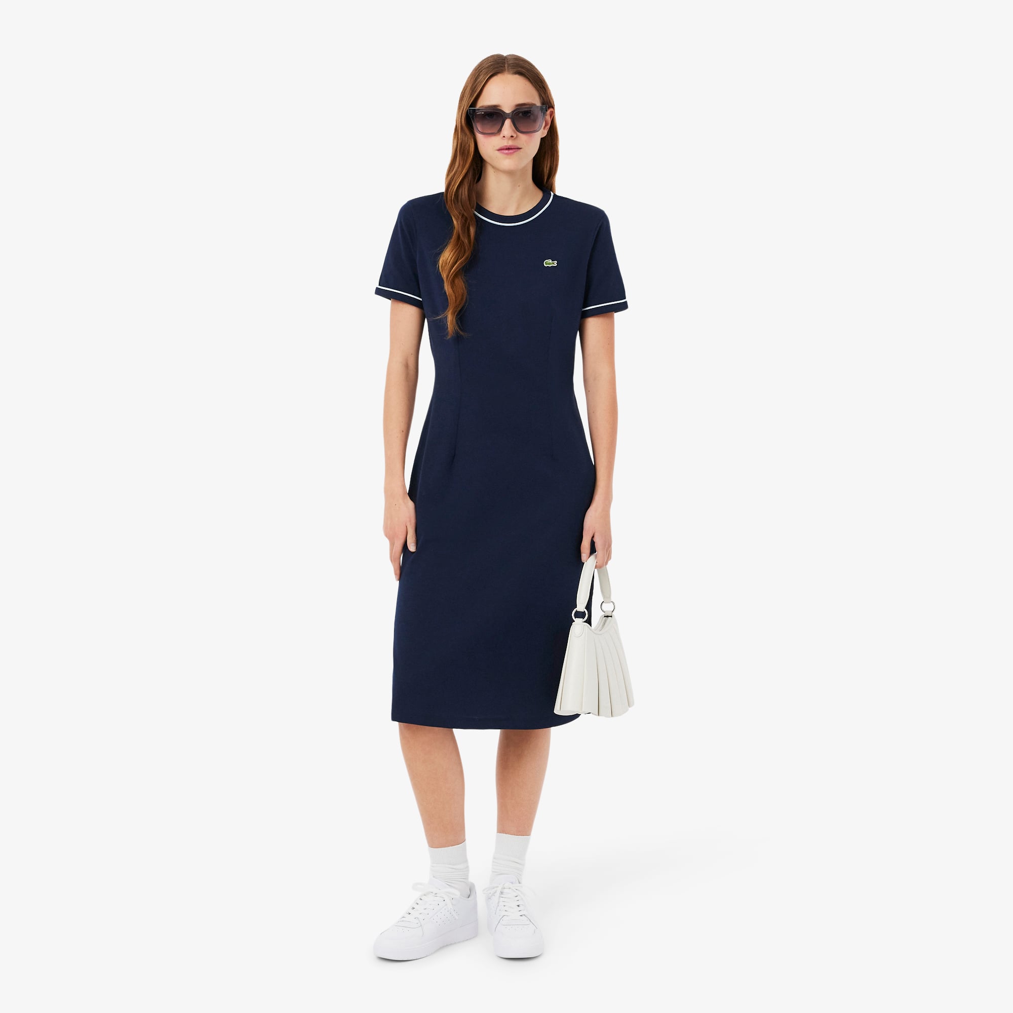 Đầm Lacoste Nữ Dáng Chữ A Chất Liệu Jersey Điểm Nhấn Viền Trang Trí