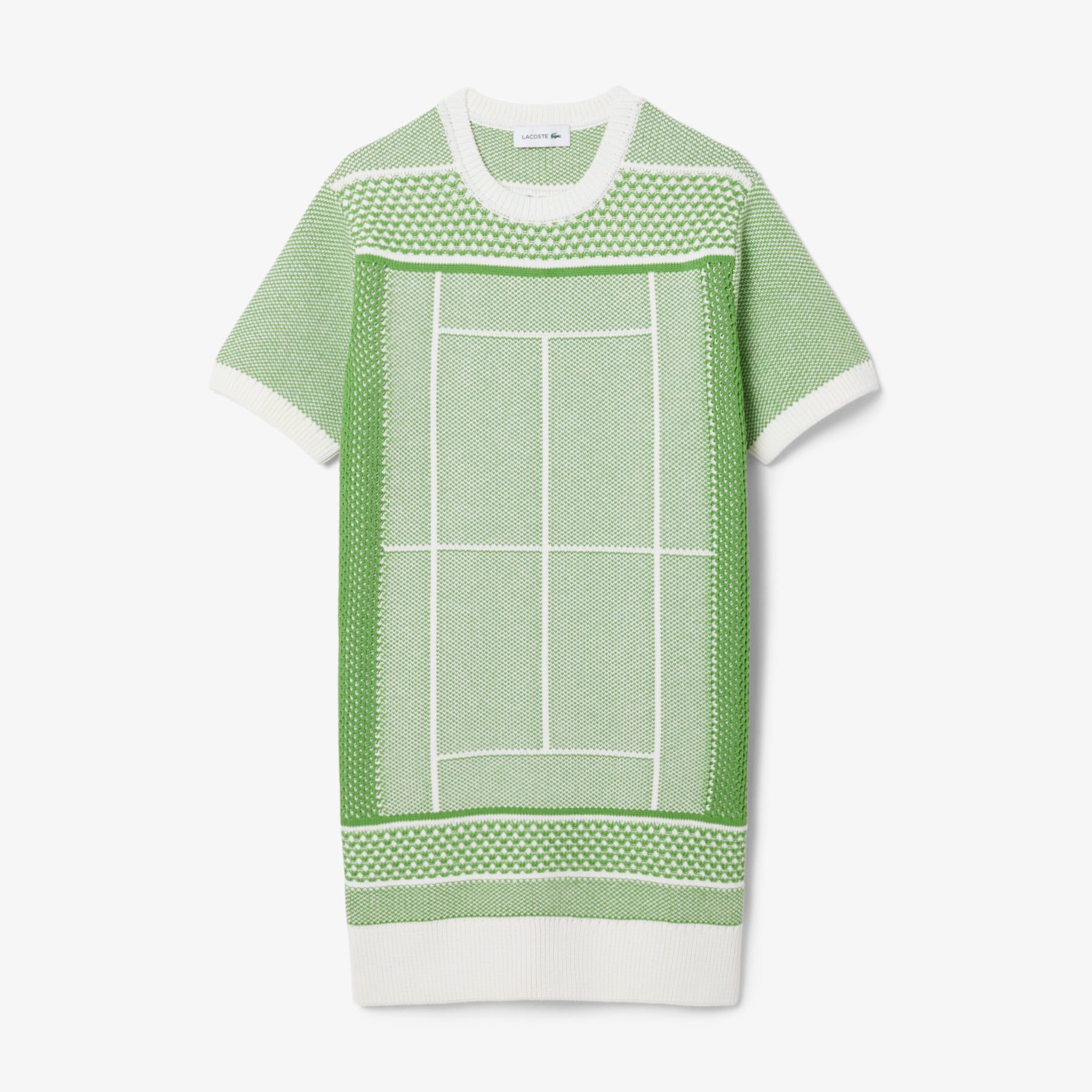 Đầm Len Lacoste Nữ Dáng Suông Dệt Nổi Họa Tiết Sân Tennis