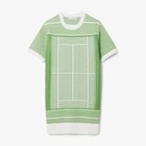 Đầm Len Lacoste Nữ Dáng Suông Dệt Nổi Họa Tiết Sân Tennis