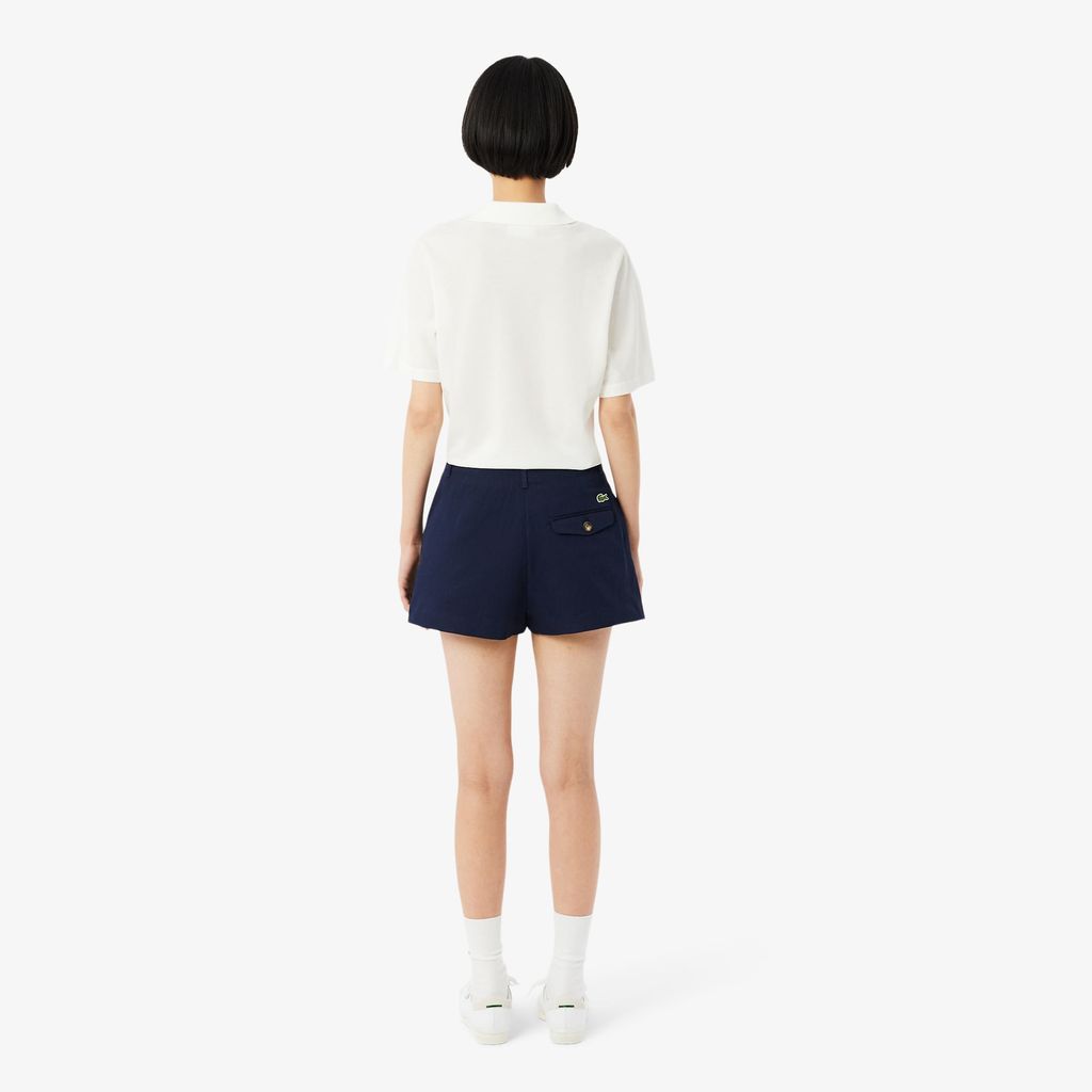 Quần Ngắn Lacoste Nữ Dáng Oversize Chất Liệu Cotton Gabardine
