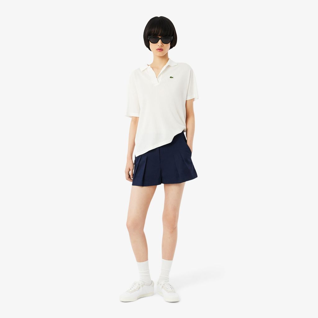 Quần Ngắn Lacoste Nữ Dáng Oversize Chất Liệu Cotton Gabardine
