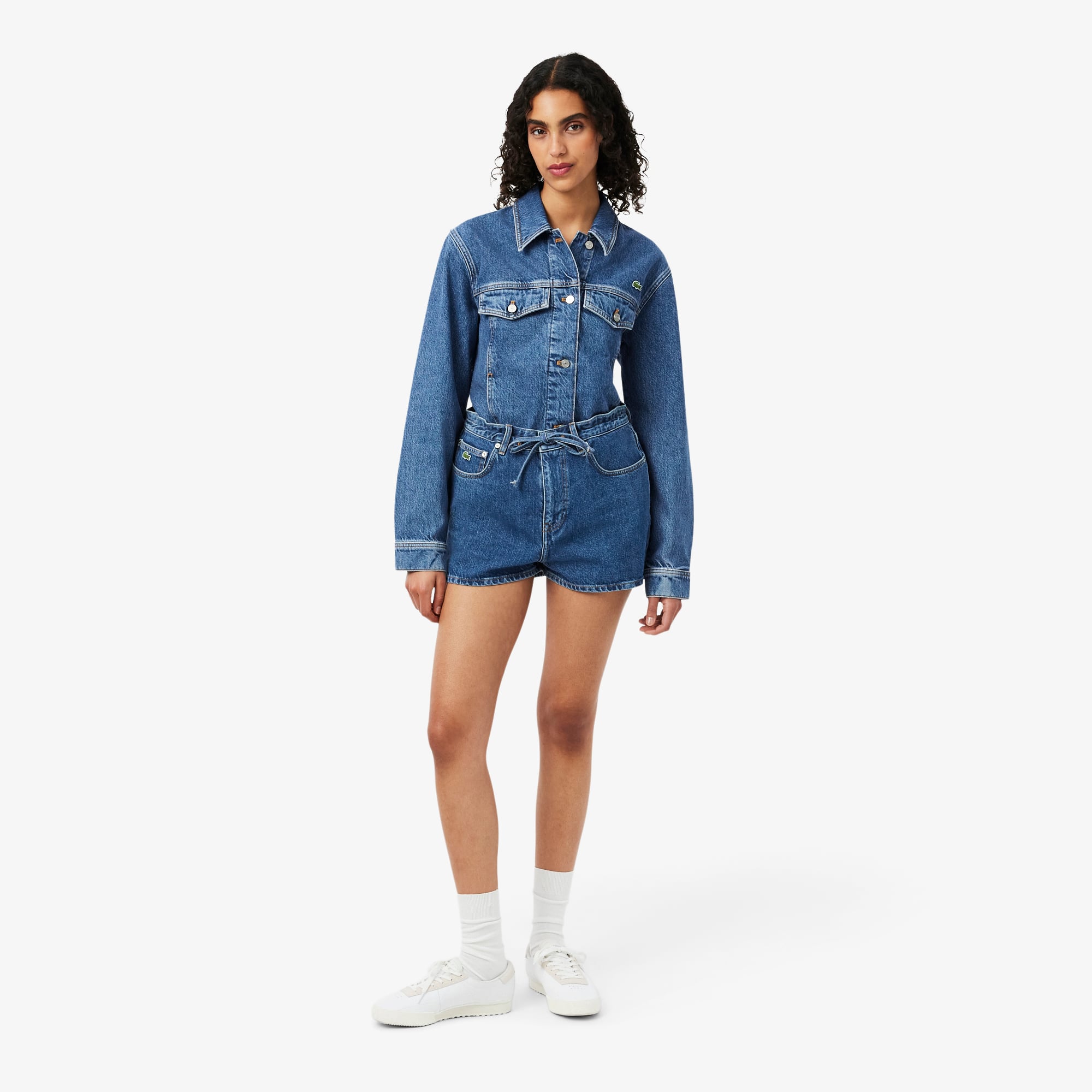 Quần Jeans Ngắn Lacoste Nữ Dáng Oversize