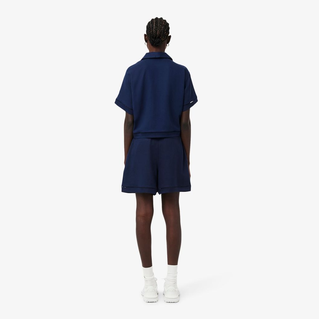 Quần Ngắn Lacoste Nữ Dáng Oversize Chất Liệu Pha Linen Mềm Mại