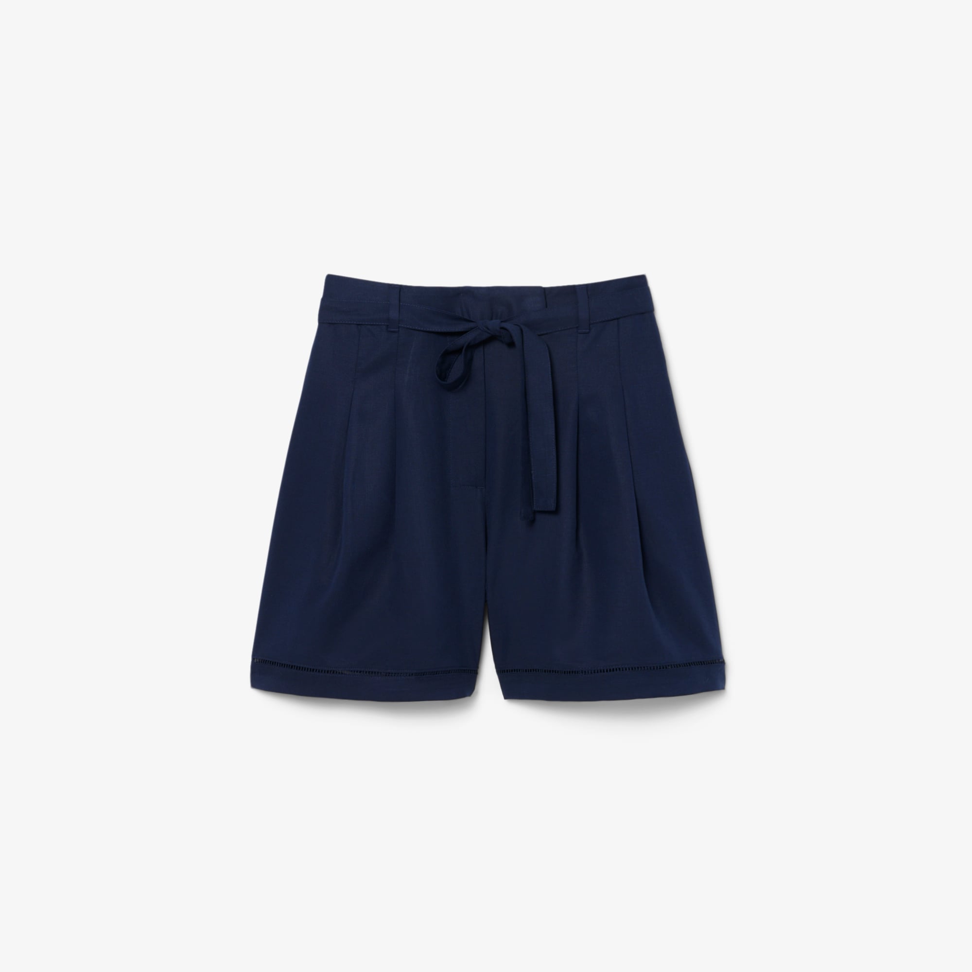 Quần Ngắn Lacoste Nữ Dáng Oversize Chất Liệu Pha Linen Mềm Mại