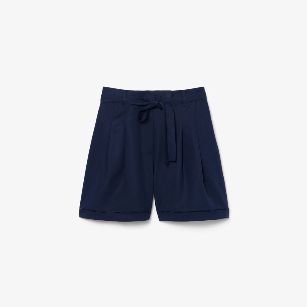 Quần Ngắn Lacoste Nữ Dáng Oversize Chất Liệu Pha Linen Mềm Mại