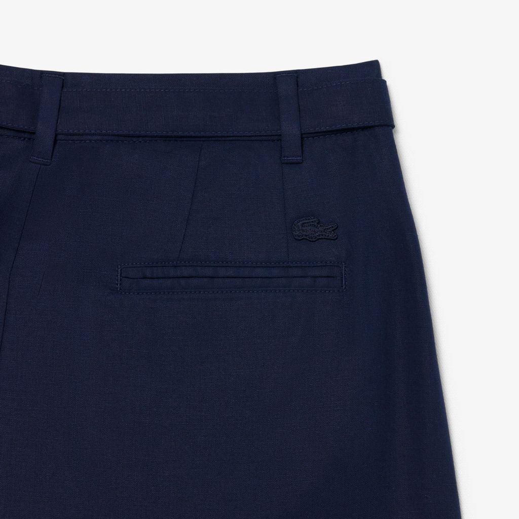Quần Ngắn Lacoste Nữ Dáng Oversize Chất Liệu Pha Linen Mềm Mại