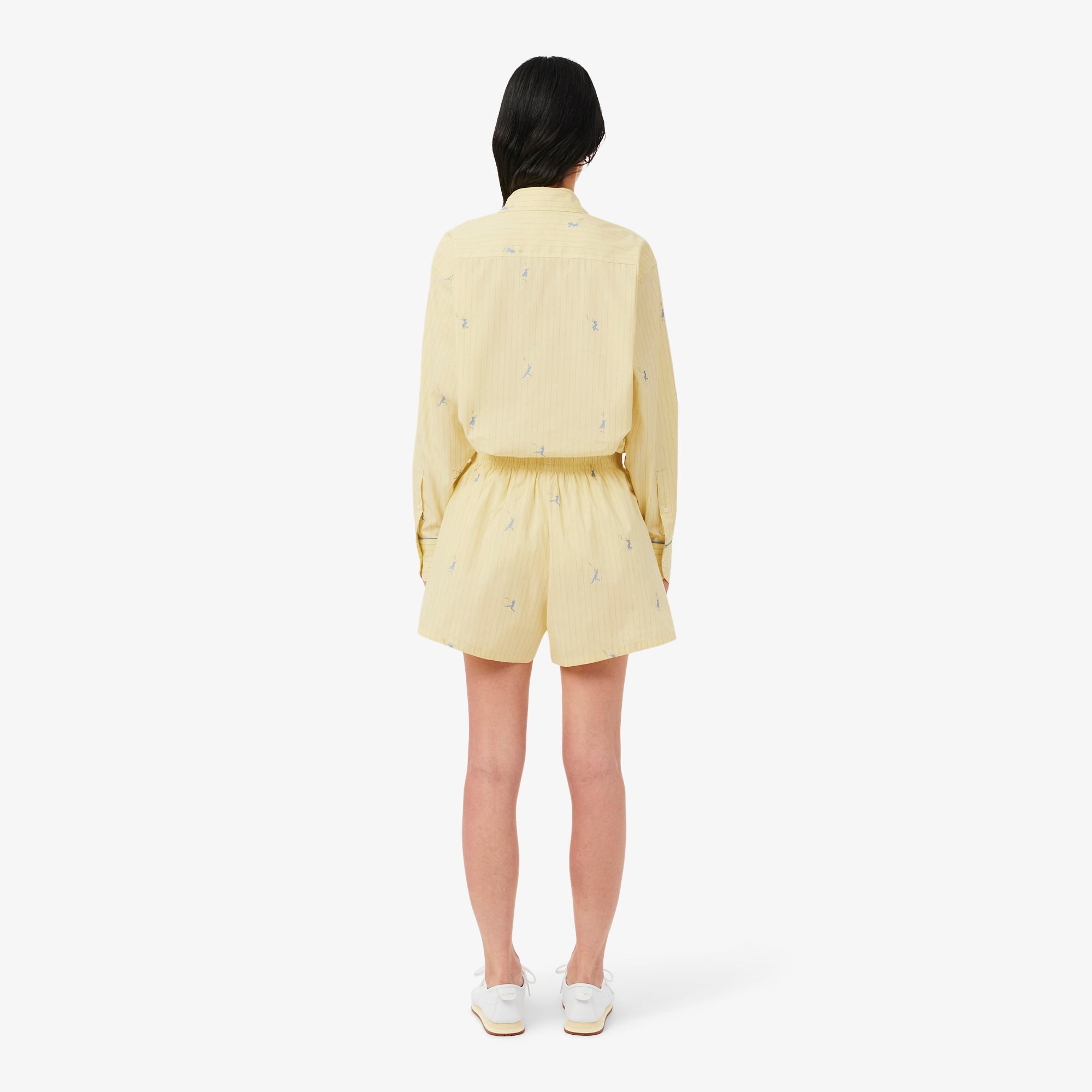 Quần Ngắn Lacoste Nữ Dáng Oversize Chất Liệu Cotton Poplin Dệt Nổi