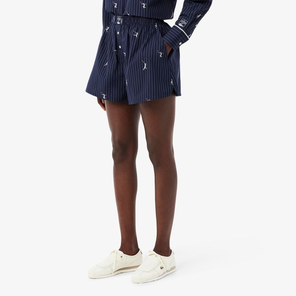 Quần Ngắn Lacoste Nữ Dáng Oversize Chất Liệu Cotton Poplin Dệt Nổi