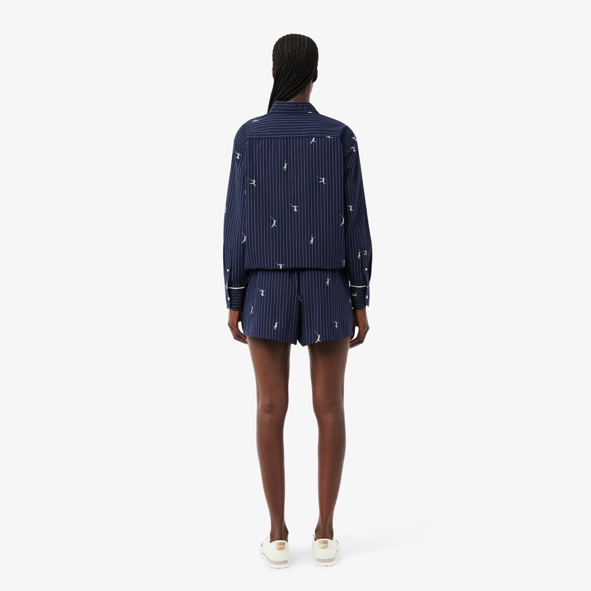 Quần Ngắn Lacoste Nữ Dáng Oversize Chất Liệu Cotton Poplin Dệt Nổi