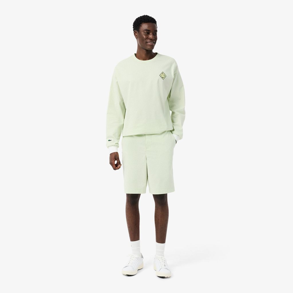 Quần Ngắn Golf Lacoste Nam Dáng Rộng Kẻ Sọc Công Nghệ Thoáng Khí