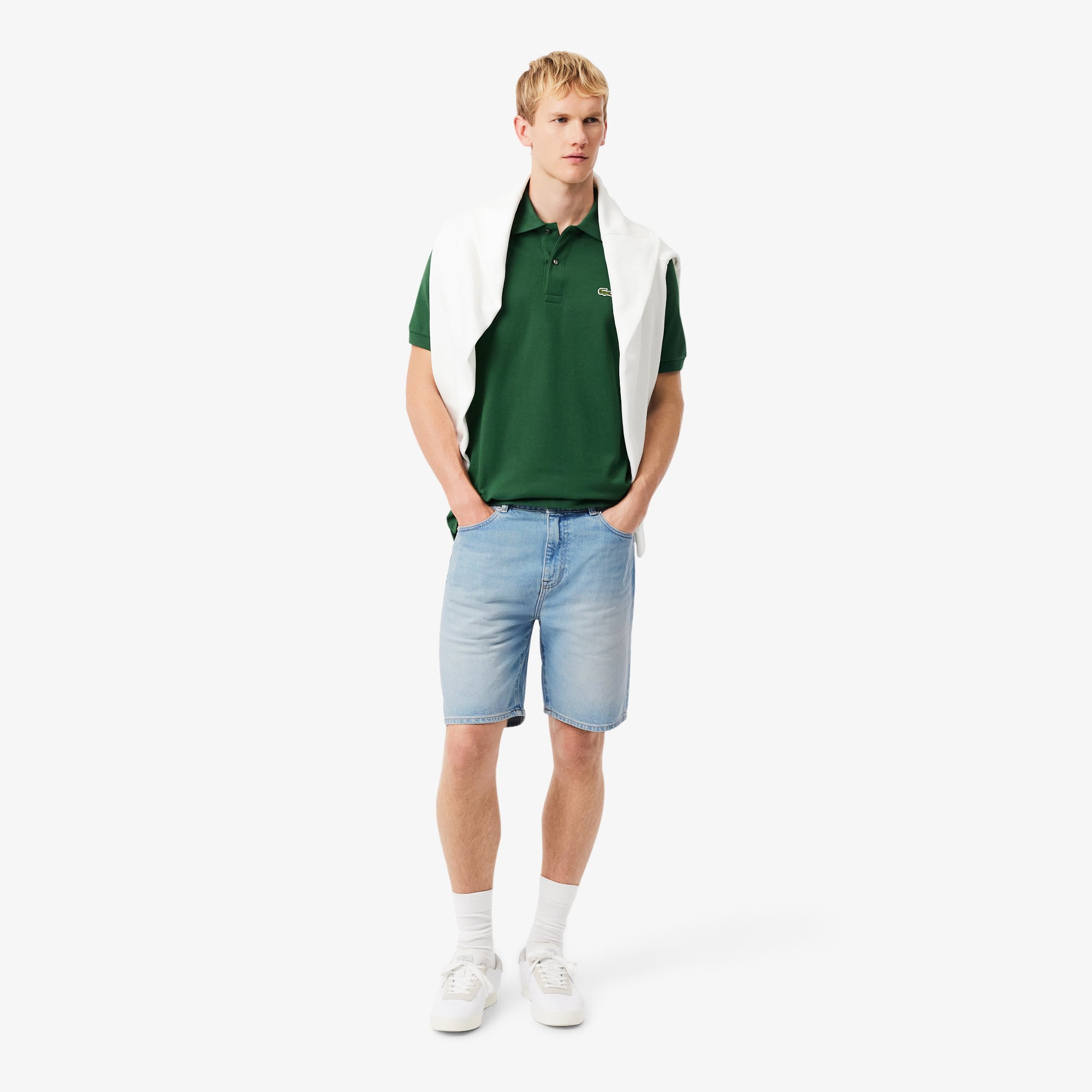 Quần Ngắn Bermuda Lacoste Nam Dáng Thẳng Chất Liệu Denim