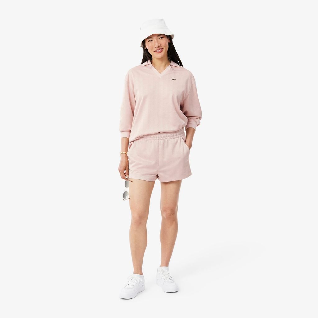 Quần Ngắn Lacoste Nữ Monogram Họa Tiết Dệt