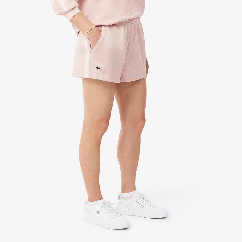 Quần Ngắn Lacoste Nữ Monogram Họa Tiết Dệt