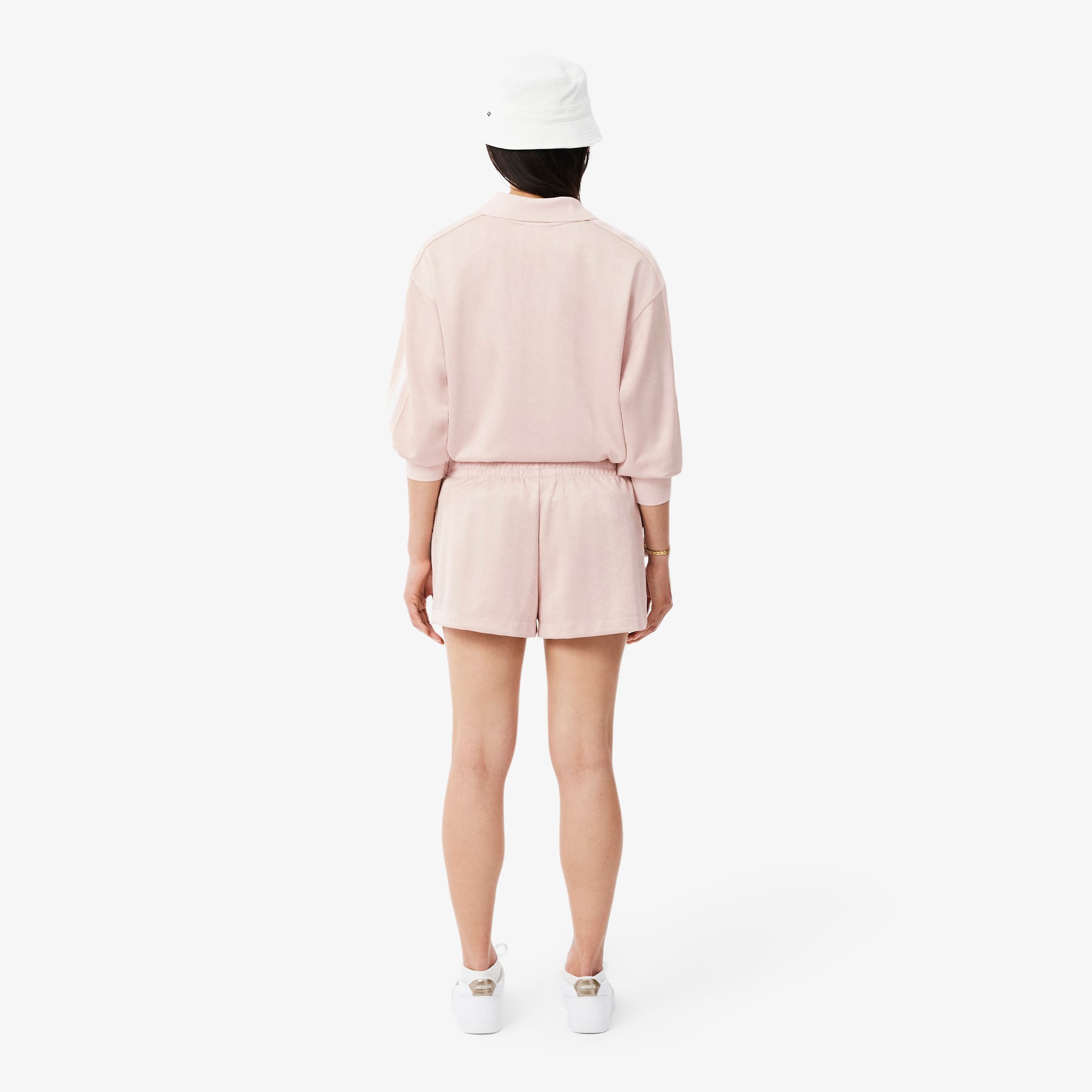 Quần Ngắn Lacoste Nữ Monogram Họa Tiết Dệt