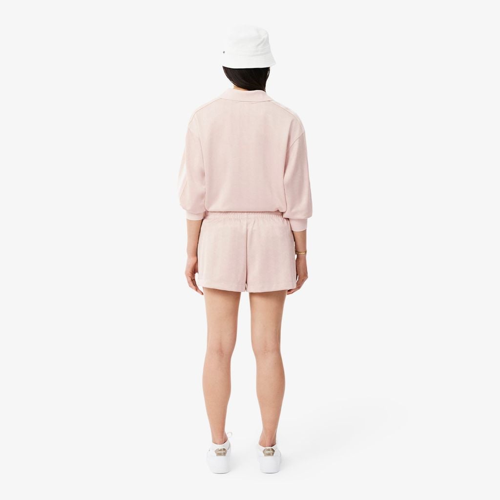 Quần Ngắn Lacoste Nữ Monogram Họa Tiết Dệt