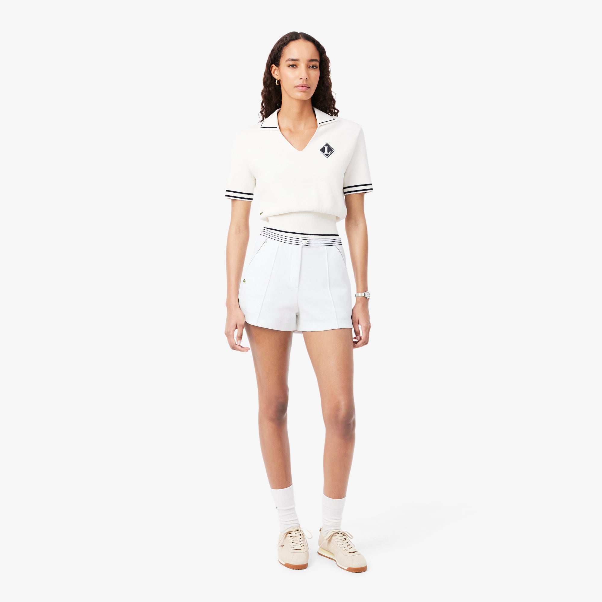Quần Ngắn Lacoste Nữ Ống Suông Chất Liệu Piqué Sản Xuất Tại Pháp