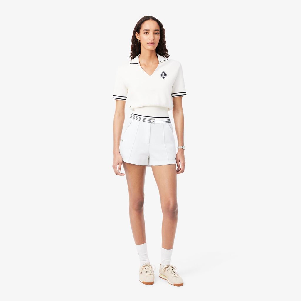 Quần Ngắn Lacoste Nữ Ống Suông Chất Liệu Piqué Sản Xuất Tại Pháp