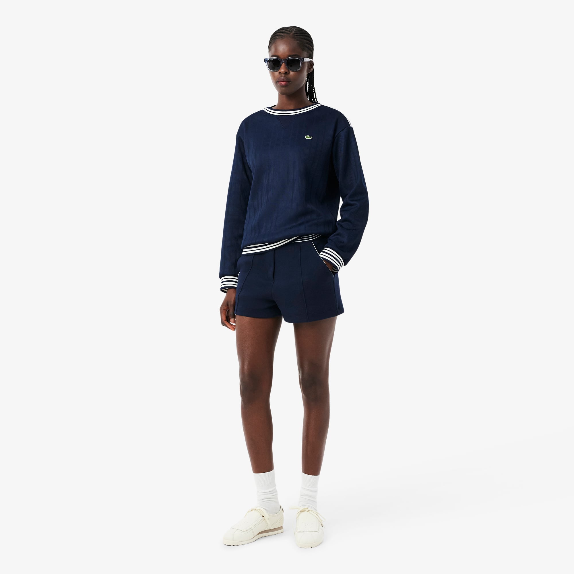 Quần Ngắn Lacoste Nữ Ống Suông Chất Liệu Piqué Sản Xuất Tại Pháp