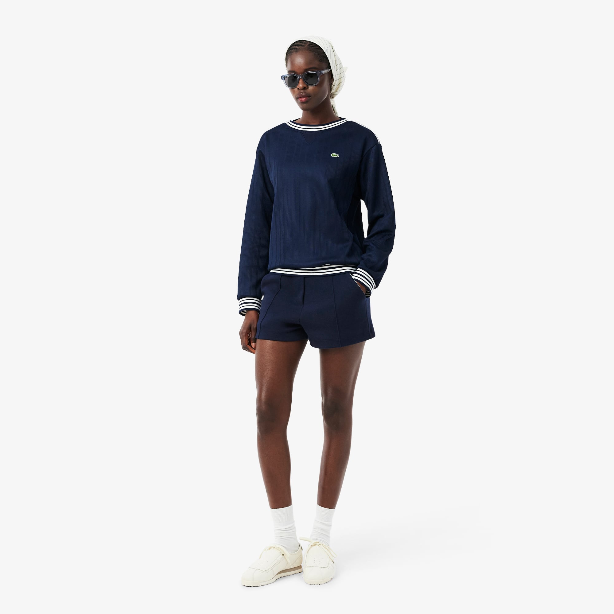 Quần Ngắn Lacoste Nữ Ống Suông Chất Liệu Piqué Sản Xuất Tại Pháp
