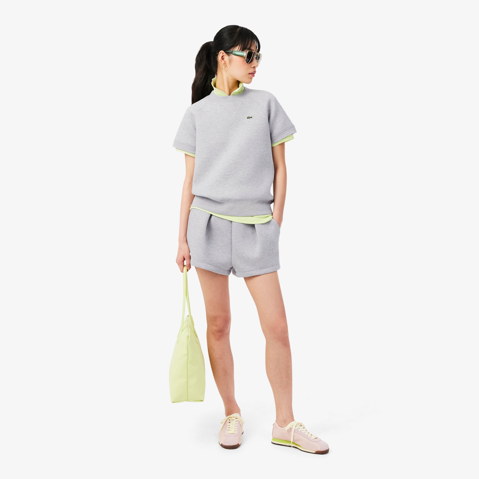 Quần Ngắn Lacoste Nữ Ống Suông Chất Liệu Cotton Xếp Ly