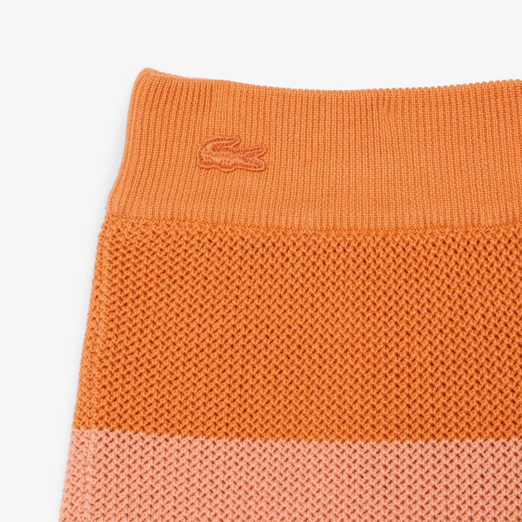 Quần Ngắn Lacoste Nữ Ống Suông Dệt Lưới Kẻ Sọc