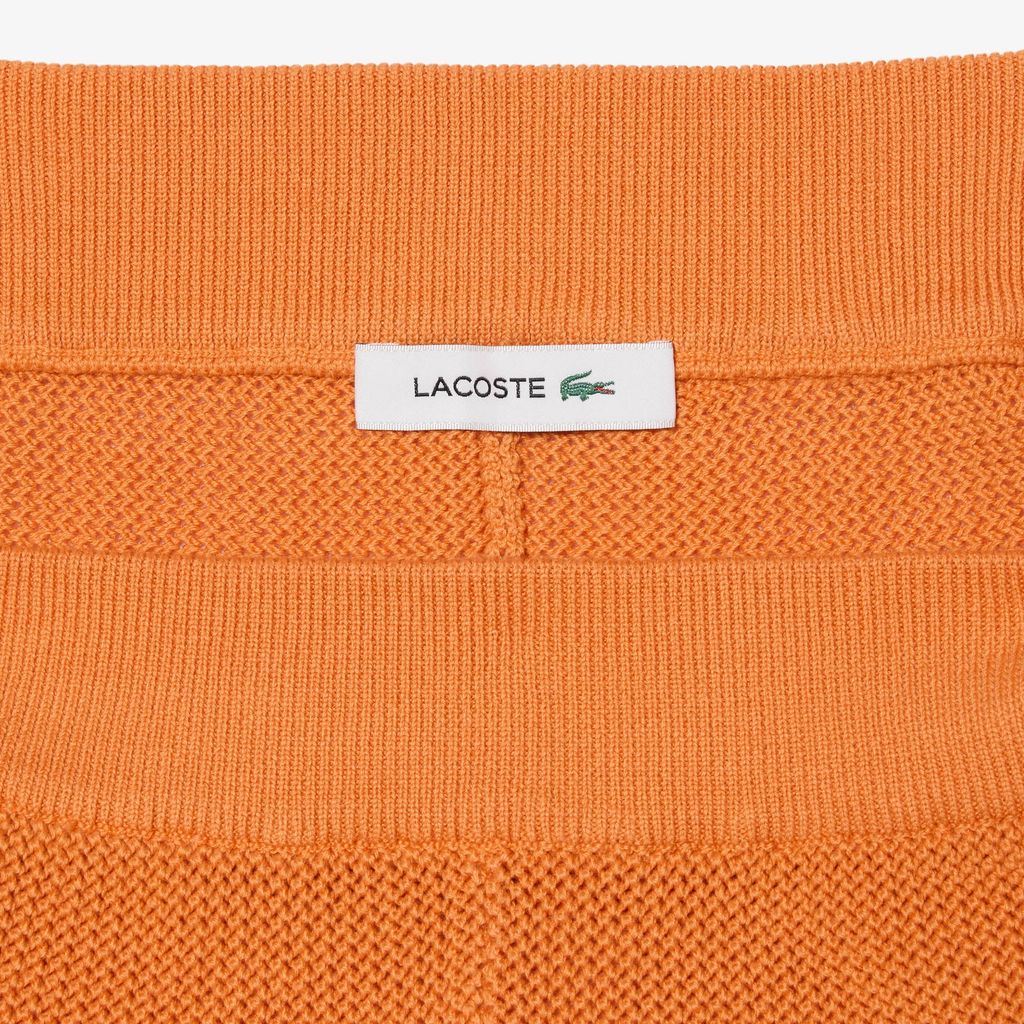 Quần Ngắn Lacoste Nữ Ống Suông Dệt Lưới Kẻ Sọc