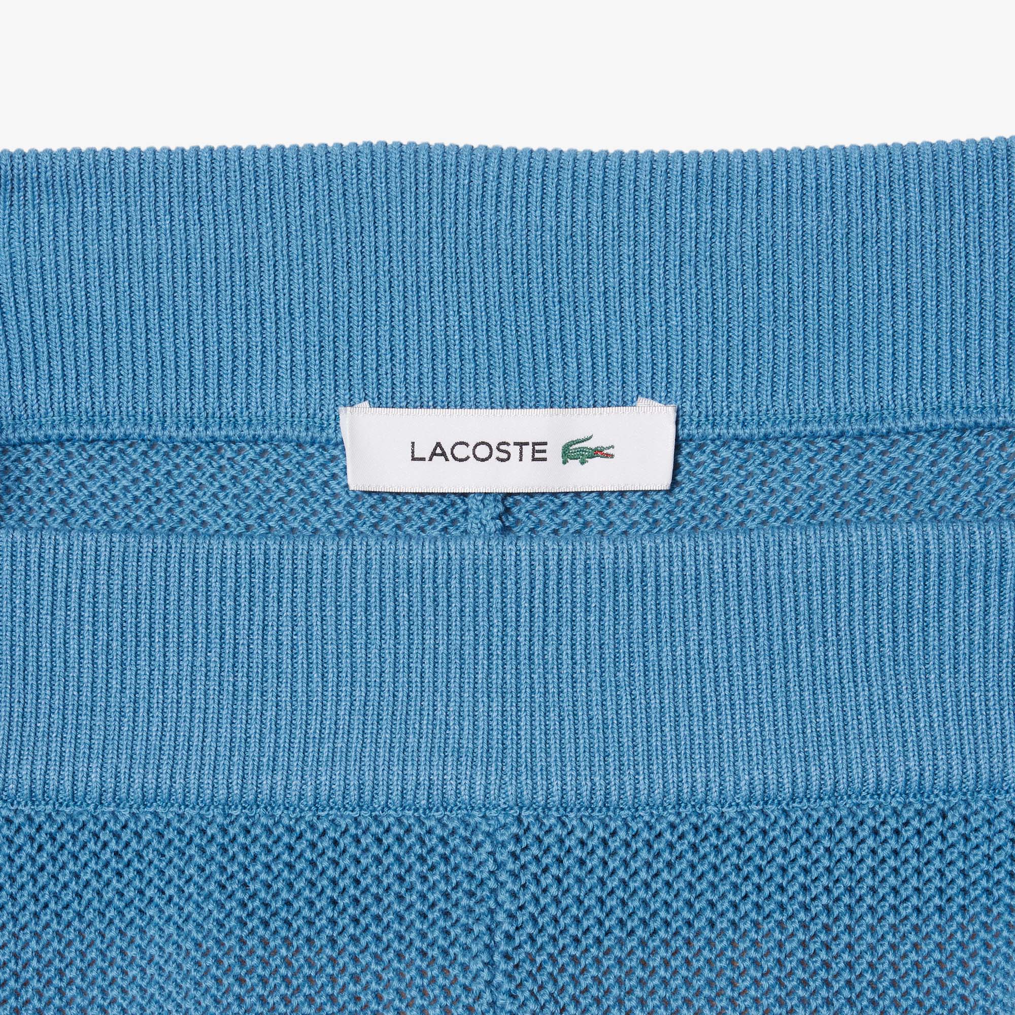 Quần Ngắn Lacoste Nữ Ống Suông Dệt Lưới Kẻ Sọc