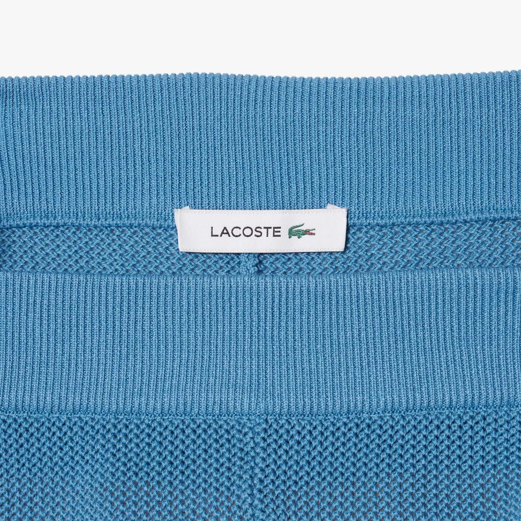 Quần Ngắn Lacoste Nữ Ống Suông Dệt Lưới Kẻ Sọc