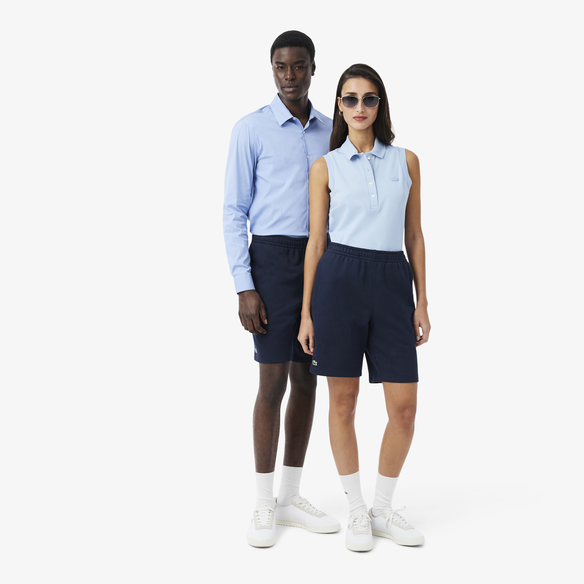 Quần Ngắn Lacoste Unisex Ống Suông Chất Liệu Nỉ