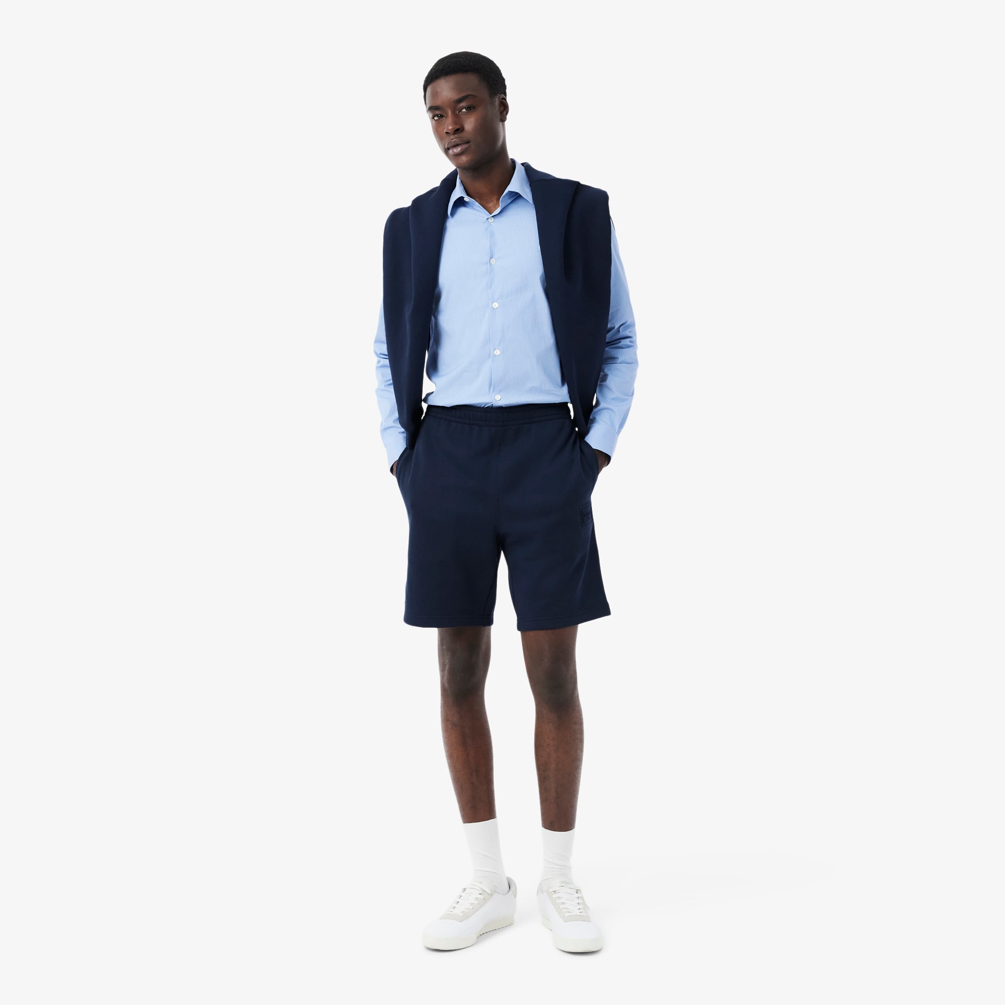 Quần Ngắn Lacoste Unisex Ống Suông Chất Liệu Nỉ