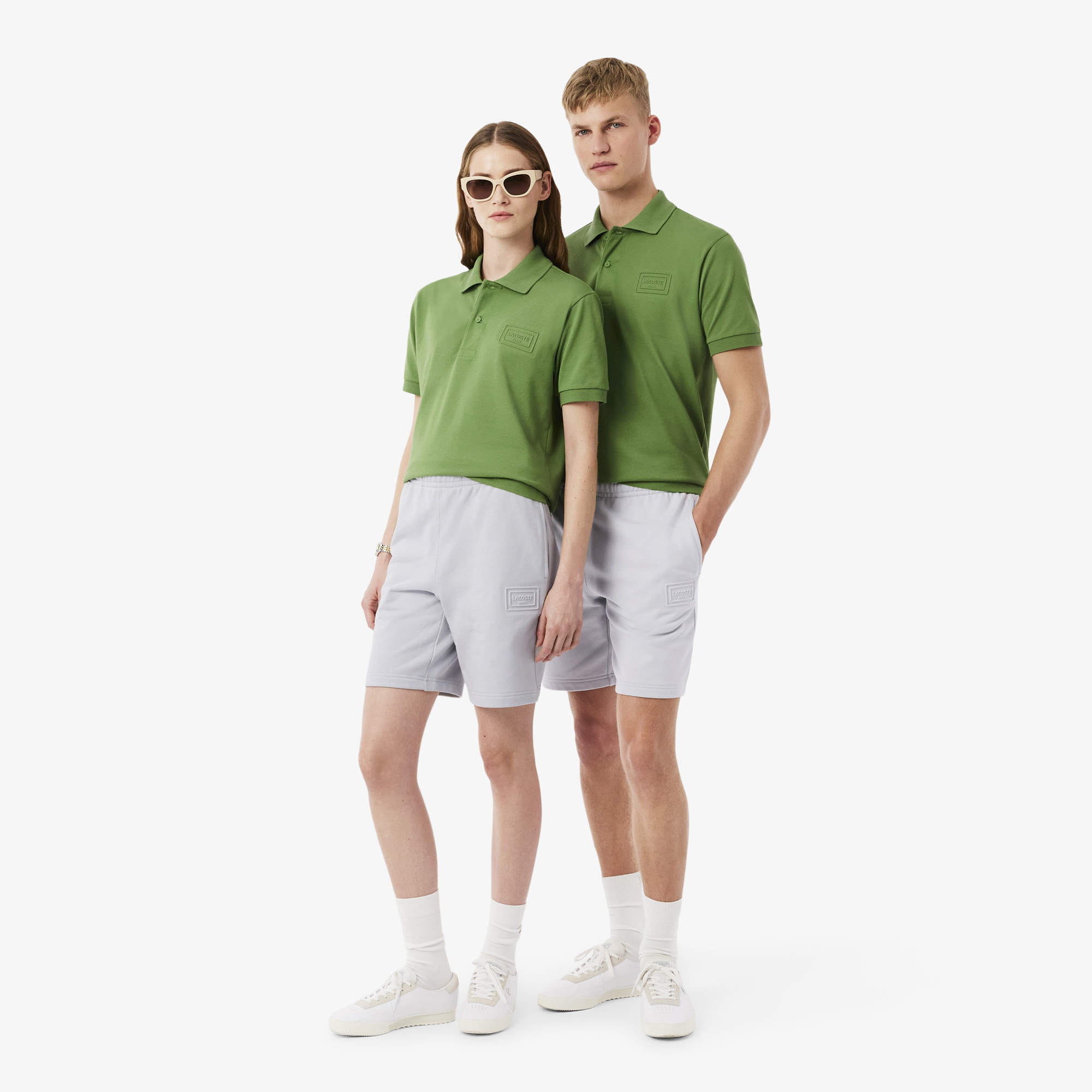 Quần Ngắn Lacoste Unisex Ống Suông Chất Liệu Nỉ